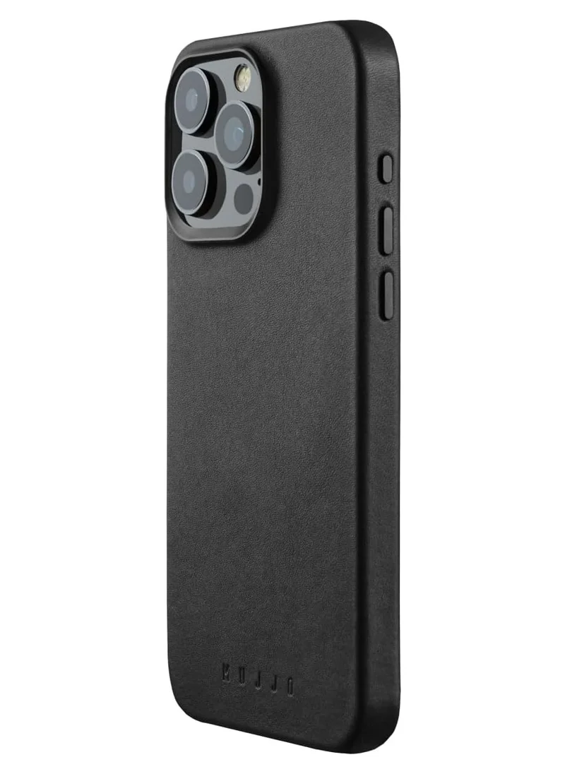 Mujjo Mujjo Leather Phone Case - Fits iPhone 16 Pro - MagSafe Compatible - Premium European Leather - Enhanced Phone & Camera Lens Protection - Crafted with Recycled Material - Slim Profile - Black