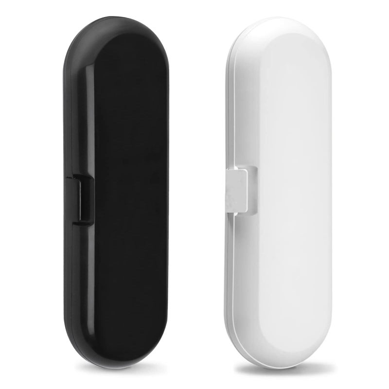 Fowecelt 2 Pack Electric Toothbrush Travel Case for OralB Pro and Other Electric Toothbrush Portable Travel Toothbrush Holder Black White - Image 1