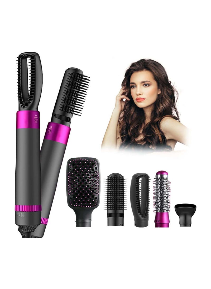 SOLARAE 5 in 1 Hair Dryer Brush Salon Negative Ionic Electric Hot Air Brush Detachable and Interchangeable Hair Straightener Curly Hair Comb Make Hair Smooth Hot Air Wrap Brush with Heat Protective Glove - Image 1