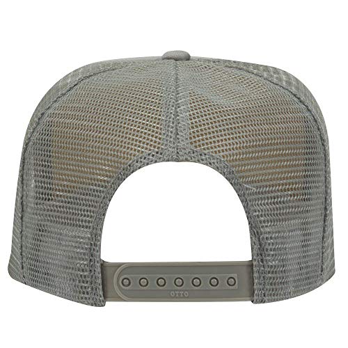 OTTO Polyester Foam Front 5 Panel High Crown Mesh Back Trucker Hat - Gray - Image 3