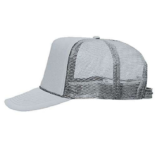 OTTO Polyester Foam Front 5 Panel High Crown Mesh Back Trucker Hat - Gray - Image 5