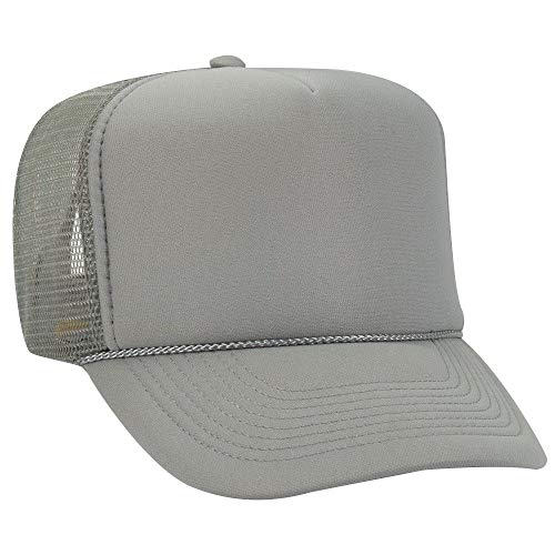 OTTO Polyester Foam Front 5 Panel High Crown Mesh Back Trucker Hat - Gray - Image 1