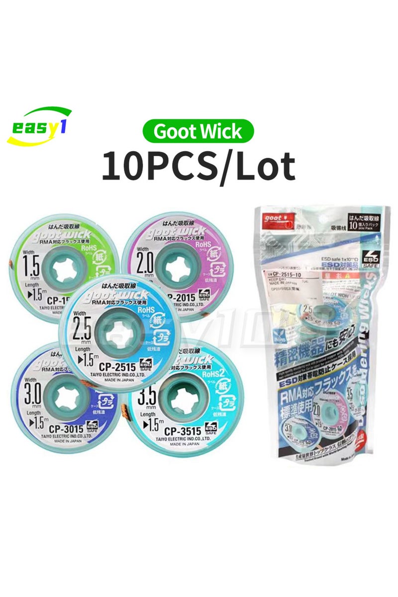 إيروريكس ١٠ قطع من فتيل اللحام الأصلي CP2015 من جوت ويك، سلك نحاسي مضفر لإزالة لحام القصدير من BGA - Image 1
