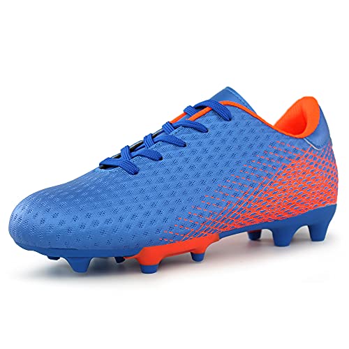 Hawkwell Kids Athletic Firm Ground Outdoor Comfortable Soccer Cleats Shoes(Toddler/Little Kid/Big Kid), Navy PU, 1 M US - Image 1