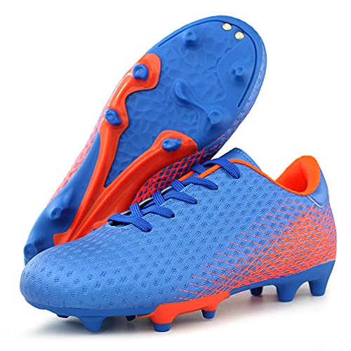 Hawkwell Kids Athletic Firm Ground Outdoor Comfortable Soccer Cleats Shoes(Toddler/Little Kid/Big Kid), Navy PU, 1 M US - Image 2