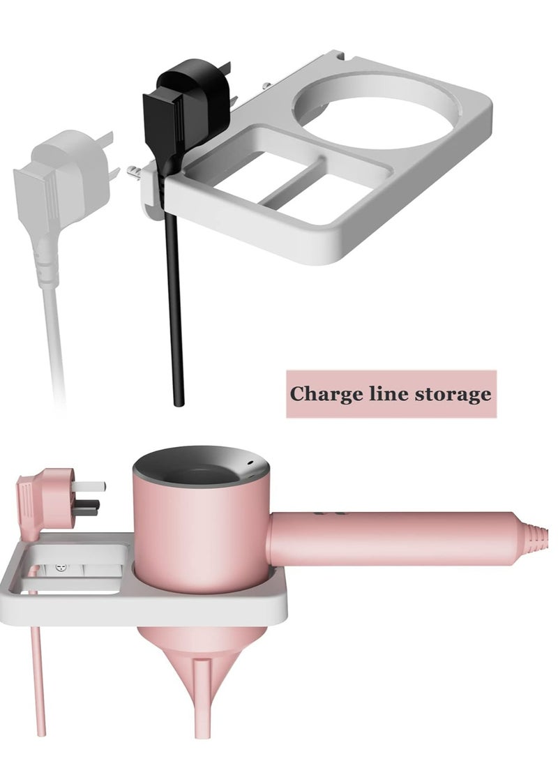 Wall Mount Hair Dryer and Flat Iron Holder - Black Hair Tool Storage Organizer  (White) - Image 5