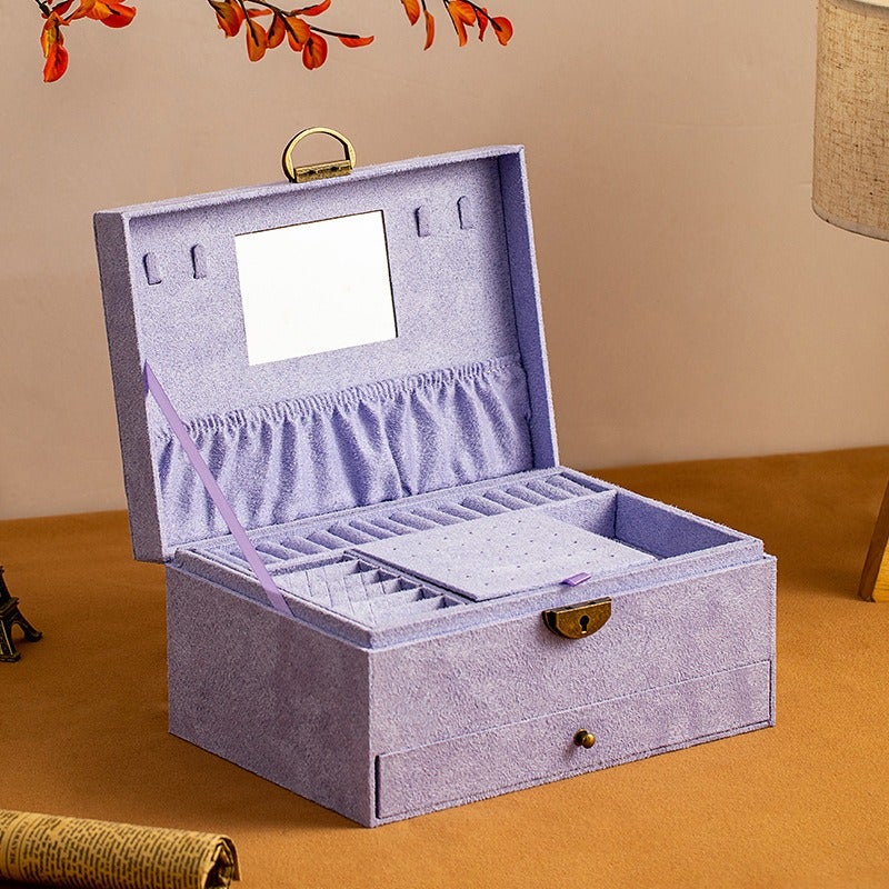 ZHONG GUO ZHI ZAO Three-Layer Large-Capacity Jewelry Storage Box Velvet Retro High-End Jewelry Box Necklace Bracelet Multi-Functional Accessory Box - Image 1
