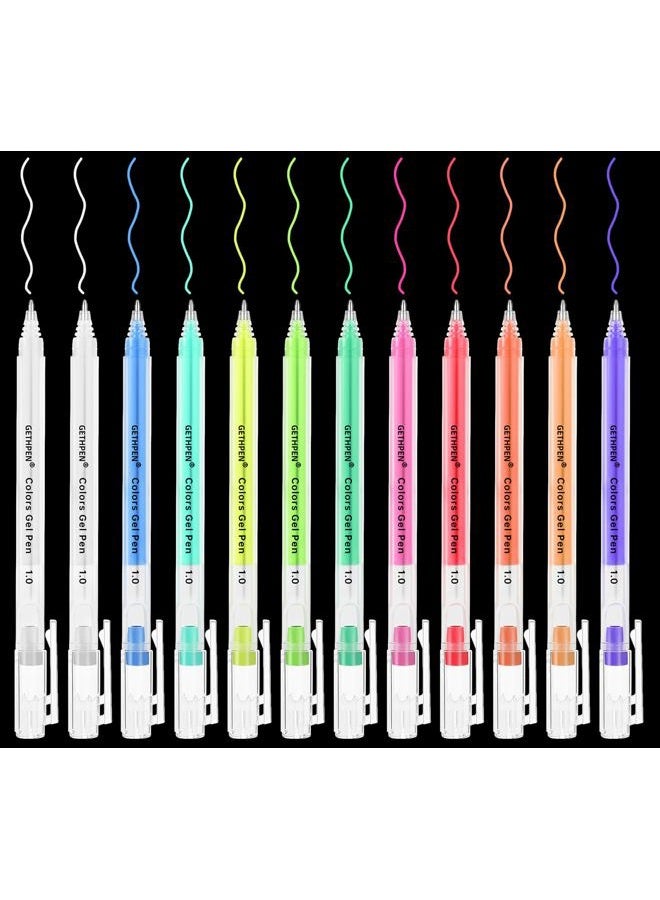 GETHPEN 11-Colors Gel Pen Set for Black Paper Art, 1.0mm Extra Fine Tip Opaque Archival Ink Pens - 12 Pack Artists Gel Pens for Drawing, Sketching, Bullet Journaling, Card Making & Holiday - Image 1
