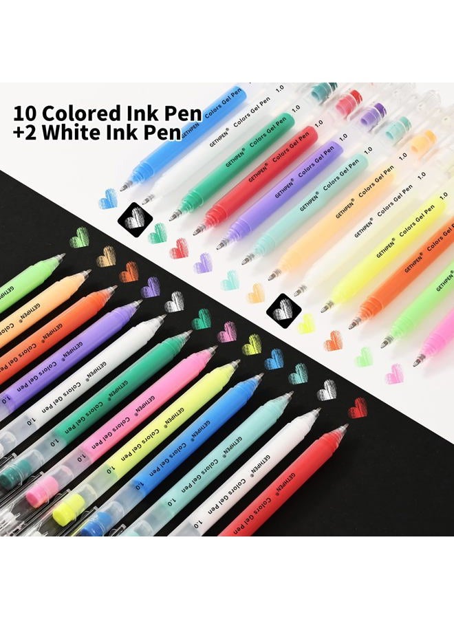 GETHPEN 11-Colors Gel Pen Set for Black Paper Art, 1.0mm Extra Fine Tip Opaque Archival Ink Pens - 12 Pack Artists Gel Pens for Drawing, Sketching, Bullet Journaling, Card Making & Holiday - Image 2