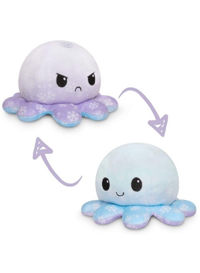 TeeTurtle - The Original Reversible Octopus Plushie - Happy + Angry Snowflakes - Cute Sensory Fidget Stuffed Animals That Show Your Mood - 4 Inch, 1 Count