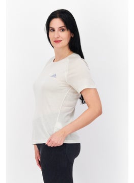 Adidas Women Sportwear Fit Short Sleeve Running T-Shirt, Light Beige  - Image 4