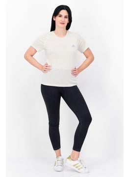 Adidas Women Sportwear Fit Short Sleeve Running T-Shirt, Light Beige  - Image 2