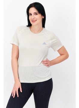 Adidas Women Sportwear Fit Short Sleeve Running T-Shirt, Light Beige  - Image 1