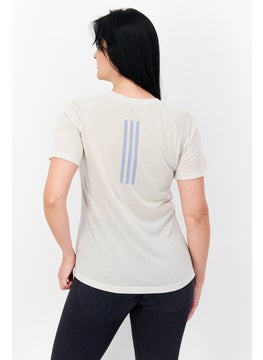 Adidas Women Sportwear Fit Short Sleeve Running T-Shirt, Light Beige  - Image 3