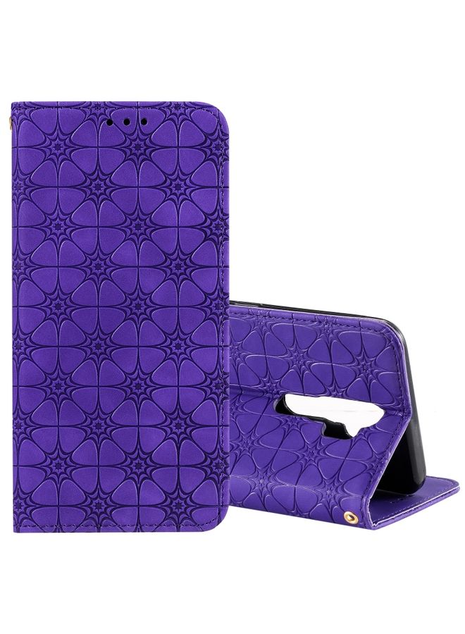 BGM Case Cover For OPPO A9  2020 / A5  2020 / A11X Lucky Flowers Embossing Pattern Magnetic Horizontal Flip Leather Case with Holder & Card Slots Purple