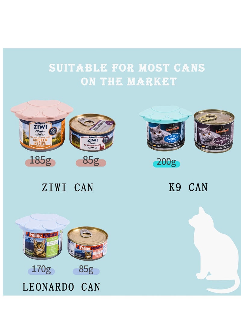 SYOSI أغطية علب طعام الحيوانات الأليفة والملاعق، أغطية سيليكون خالية من BPA شاملة لطعام الكلاب والقطط، قبعة واحدة تناسب معظم أحجام علب طعام الكلاب والقطط القياسية باللون الوردي - Image 5