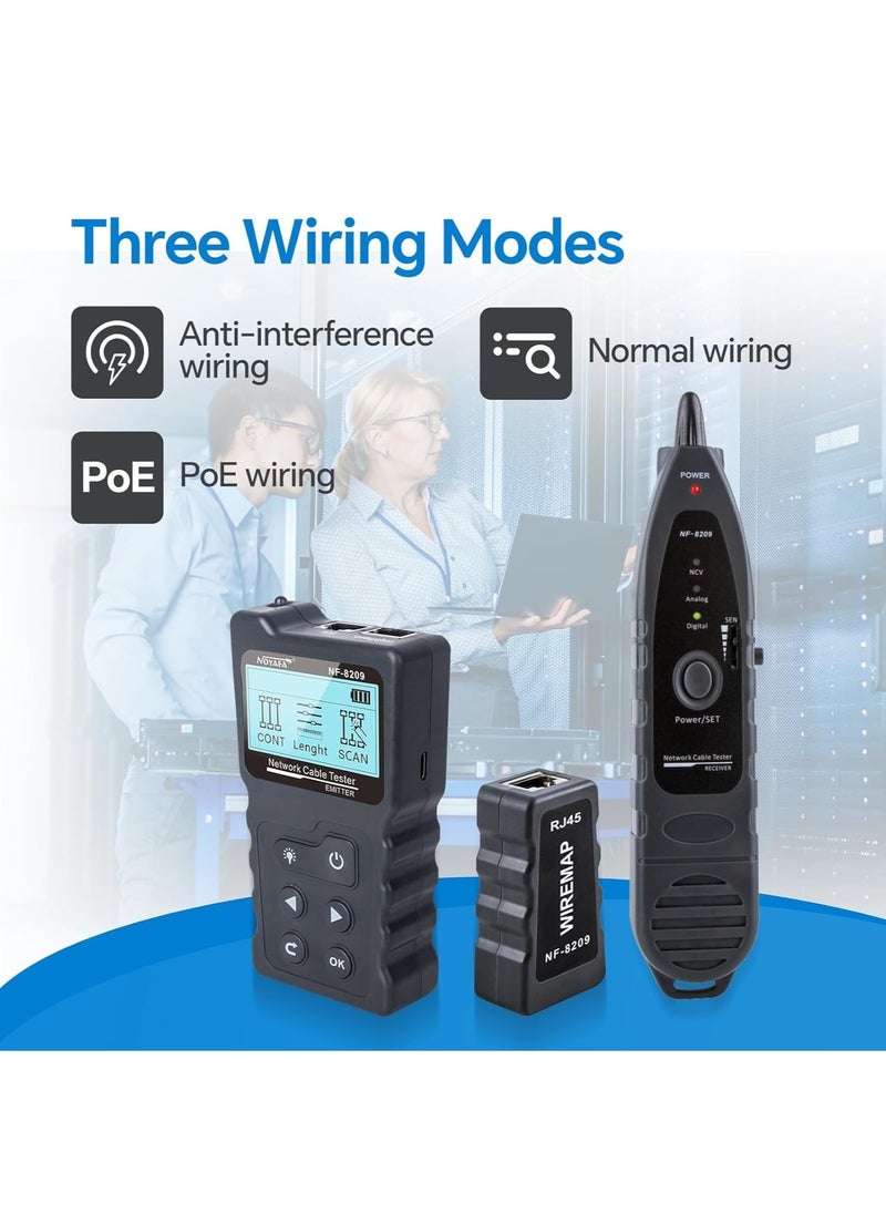نويافا جهاز اختبار كابل الشبكة المتقدم مع PoE & NCV ومصباح لـ CAT5e/CAT6/CAT6a، جهاز اختبار كابل تعقب الأسلاك متعدد الوظائف لأداة اكتشاف خط الهاتف تحت الأرض لإصلاح المنزل  - Image 4