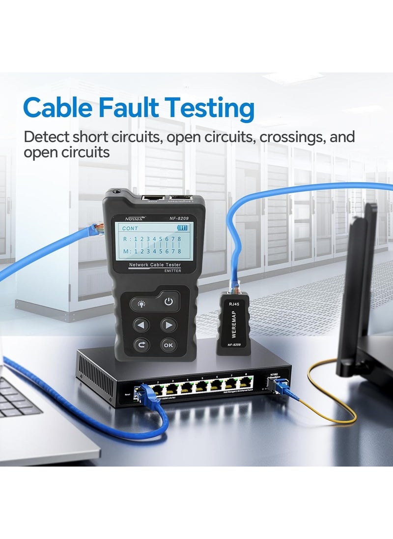 نويافا - جهاز اختبار كابل الشبكة المتقدم مع PoE & NCV ومصباح لـ CAT5e/CAT6/CAT6a، جهاز اختبار كابل تعقب الأسلاك متعدد الوظائف لأداة اكتشاف خط الهاتف تحت الأرض لإصلاح المنزل - Image 1