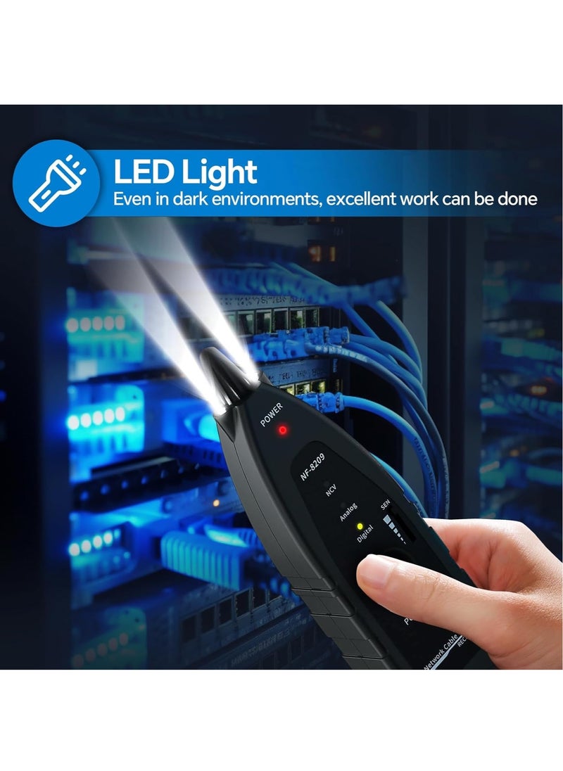 نويافا - جهاز اختبار كابل الشبكة المتقدم مع PoE & NCV ومصباح لـ CAT5e/CAT6/CAT6a، جهاز اختبار كابل تعقب الأسلاك متعدد الوظائف لأداة اكتشاف خط الهاتف تحت الأرض لإصلاح المنزل - Image 1