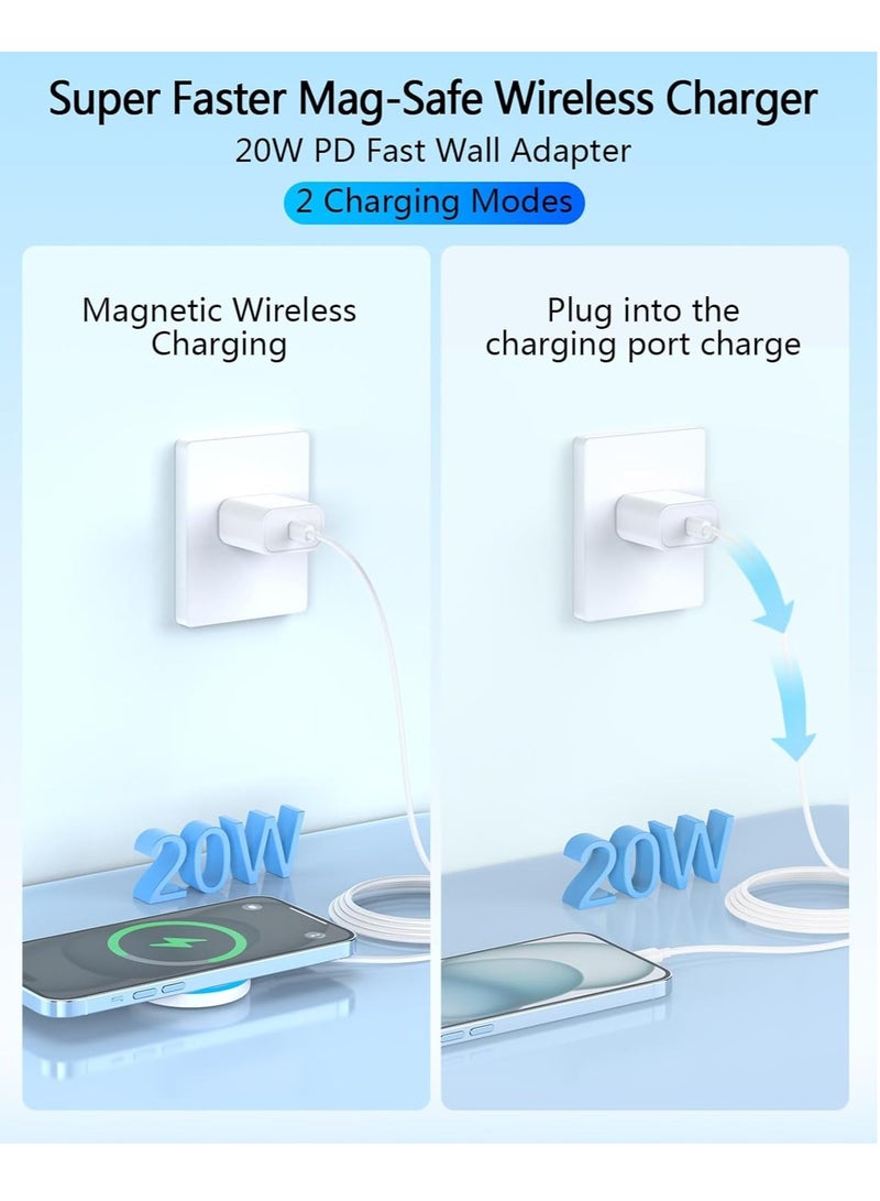 General Magnetic Wireless Charger, 20W Power Adapter with Wireless Mag-Safe Charging Pad and 6 FT USB-C to C Cable for iPhone 15 14 13 12 Series/AirPods 3/2/Pro 2/Pro  - Image 2