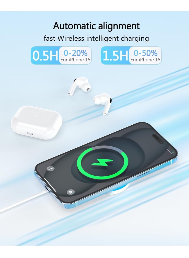 General Magnetic Wireless Charger, 20W Power Adapter with Wireless Mag-Safe Charging Pad and 6 FT USB-C to C Cable for iPhone 15 14 13 12 Series/AirPods 3/2/Pro 2/Pro  - Image 3