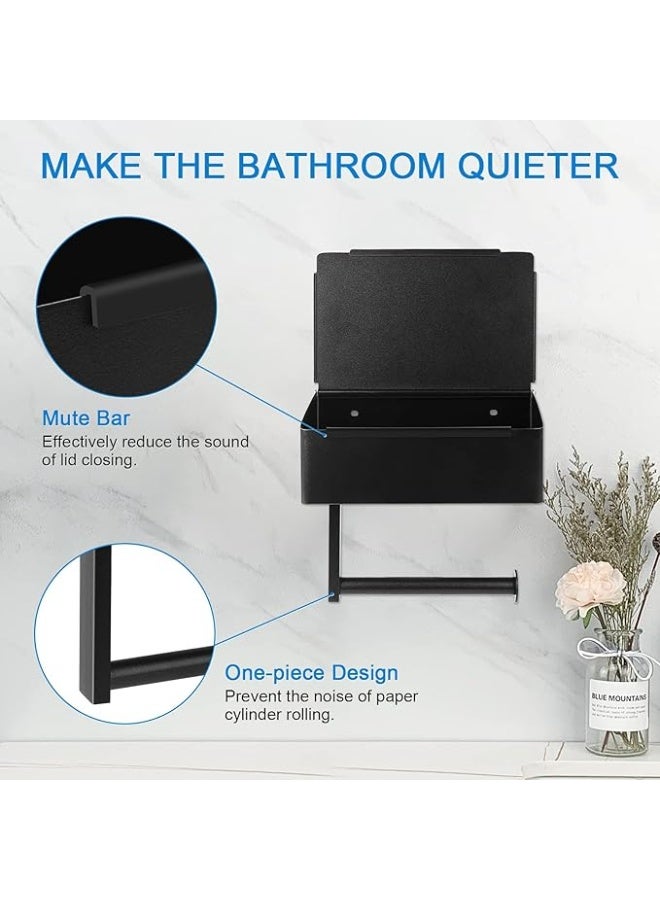 DUNISO Toilet Paper Holder With Shelf, Flushable Wipes Holder, Storage Box In Bathroom, Stainless Steel Wall Mounted - Self-Adhesive Or Drilled  - Image 5
