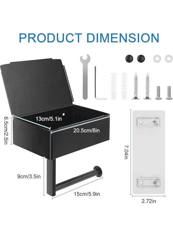 DUNISO Toilet Paper Holder With Shelf, Flushable Wipes Holder, Storage Box In Bathroom, Stainless Steel Wall Mounted - Self-Adhesive Or Drilled  - Image 2