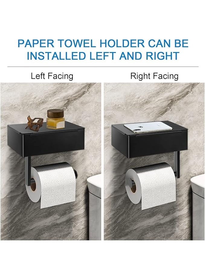 DUNISO Toilet Paper Holder With Shelf, Flushable Wipes Holder, Storage Box In Bathroom, Stainless Steel Wall Mounted - Self-Adhesive Or Drilled  - Image 4
