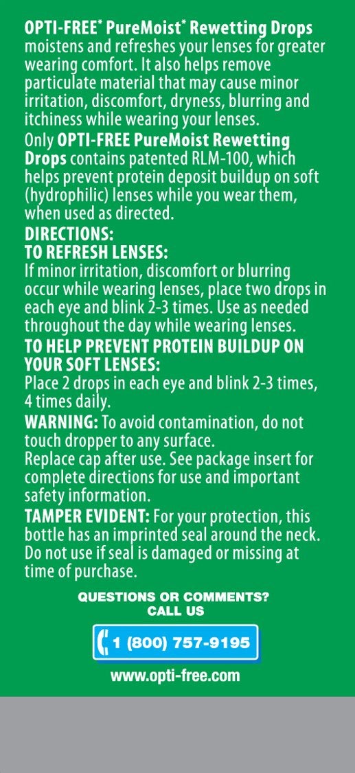 أوبتي - فري قطرات إعادة الترطيب Opti-Free Puremoist 0.4 أونصة سائلة (عبوة من قطعتين) - Image 3