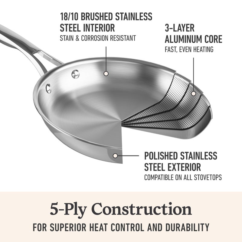Calphalon Premier Polished 5-Ply Stainless Steel Cookware w/Turbo Heat Tech 13" Wok, Induction, Oven Safe 500F, PFOA Free, Polished Stainless Silver - Image 3