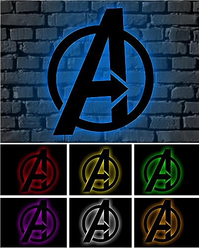 AD INFINITUM ® 16 Colors LED Wall Lamp with Mobile App Control, Comic Lover, Bat Cave, Night Lamp, for Gift, Kids Room, Gaming Setup, Gaming Room, Man Cave. (Avengers -16 Colors) - Image 1