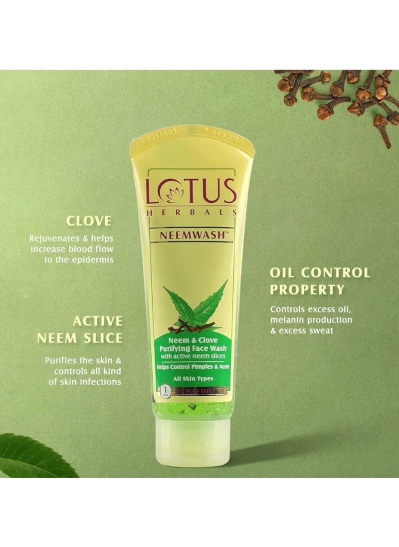 LOTUS HERBALS - Lotus Herbals Neemwash Balm & Clove Purity & Organic Neem Slices | Suitable for many purposes | Special acne-prone | 100 grams - Image 1