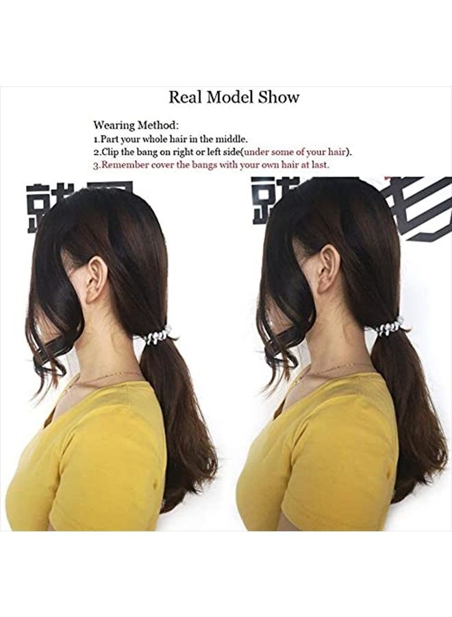 DSOAR 2PCS Wave Side Bang Clip in Bangs Real Human Hair Wave Fringe Hair Extensions(Natural Black Color) - Image 5