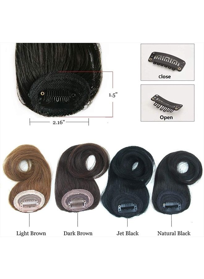 DSOAR 2PCS Wave Side Bang Clip in Bangs Real Human Hair Wave Fringe Hair Extensions(Natural Black Color) - Image 4