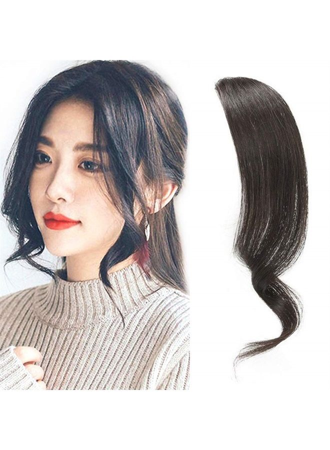 DSOAR 2PCS Wave Side Bang Clip in Bangs Real Human Hair Wave Fringe Hair Extensions(Natural Black Color) - Image 1