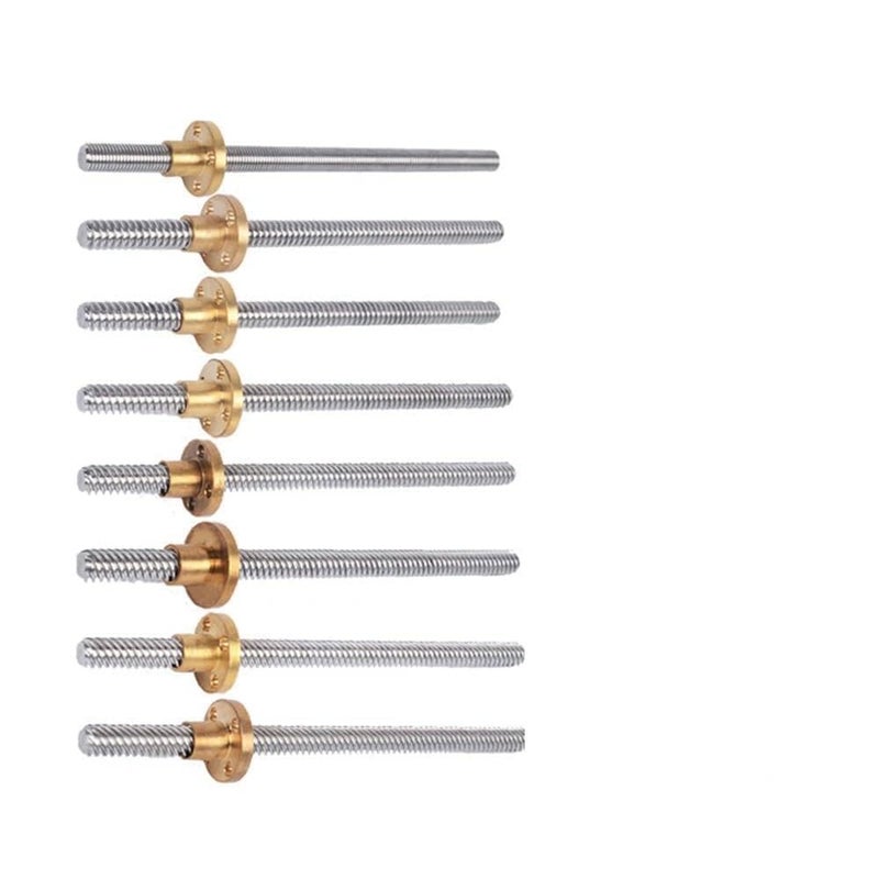 T8 Lead Screw Trapezoidal Rod 600MM Length Pitch 2MM Lead 6MM with Brass Nut - Image 1