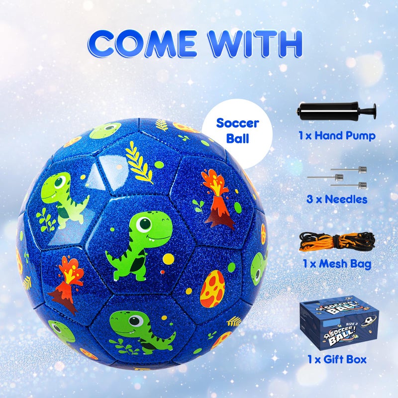 EVERICH TOY Kids Soccer Ball Size 3, Dinosaur Blue Soccer Ball Size 3 for Toddlers & Kids, Indoor Outdoor Play Toys, Great Present for Boys & Girls - Image 3