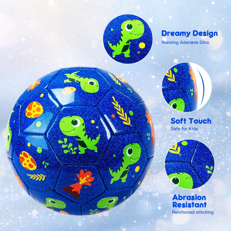 EVERICH TOY Kids Soccer Ball Size 3, Dinosaur Blue Soccer Ball Size 3 for Toddlers & Kids, Indoor Outdoor Play Toys, Great Present for Boys & Girls - Image 4