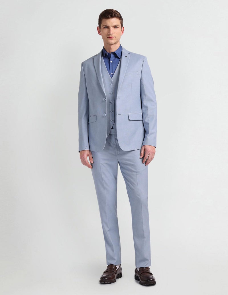 Arrow Solid Tailored Fit Three Piece Suit Blue - Image 4