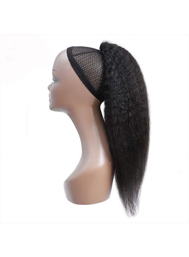 Annora إكستنشن ذيل الحصان من شعر الإنسان، شعر أفريقي مجعد مستقيم لنساء البشرة السوداء، شعر يكي طبيعي باللون الأسود، شعر برازيلي عذري، إكستنشن ذيل الحصان بسحب الحبل (12 بوصة) - Image 2