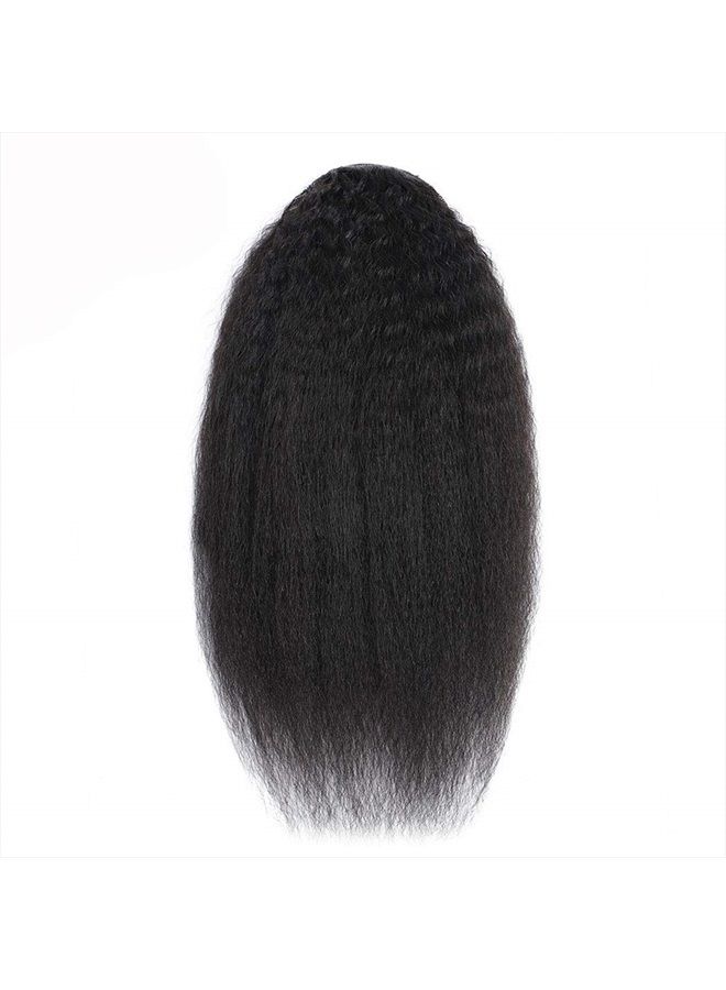 Annora إكستنشن ذيل الحصان من شعر الإنسان، شعر أفريقي مجعد مستقيم لنساء البشرة السوداء، شعر يكي طبيعي باللون الأسود، شعر برازيلي عذري، إكستنشن ذيل الحصان بسحب الحبل (12 بوصة) - Image 5