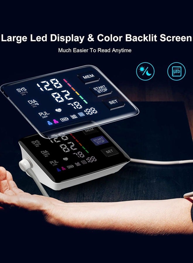 Generic Urion Wrist Blood Pressure Monitor Extra Large Cuff Upper Arm LED Color Backlit Screen Automatic Digital Machine Clear Display Tonometer Digital Sphygmomanometer baumanometer U80Z  - Image 3