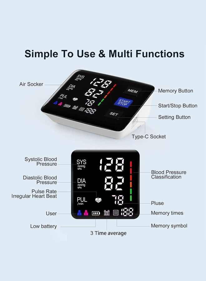Generic Urion Wrist Blood Pressure Monitor Extra Large Cuff Upper Arm LED Color Backlit Screen Automatic Digital Machine Clear Display Tonometer Digital Sphygmomanometer baumanometer U80Z  - Image 4