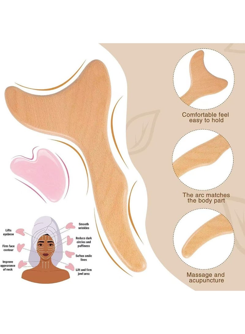 jingpin 2-in-1 Wooden Massage Kit for Home Use, Gua Sha and Muscle Rolling, Suitable for Neck, Shoulder, Back, Waist and Legs - Image 3