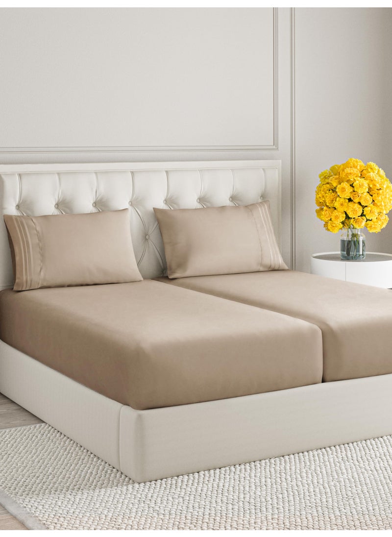 Split King Size 5 Piece Sheet Set - Extra Soft  Breathable & Cooling Sheets - Hotel Luxury Bed Sheets for Women & Men - Deep Pockets  Easy-Fit & Wrinkle-Free Sheets - Light Caramel Oeko-Tex Bed Sheets