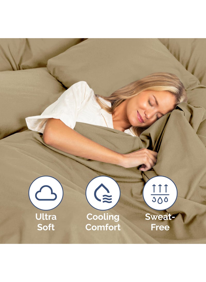 Split King Size 5 Piece Sheet Set - Extra Soft  Breathable & Cooling Sheets - Hotel Luxury Bed Sheets for Women & Men - Deep Pockets  Easy-Fit & Wrinkle-Free Sheets - Light Caramel Oeko-Tex Bed Sheets