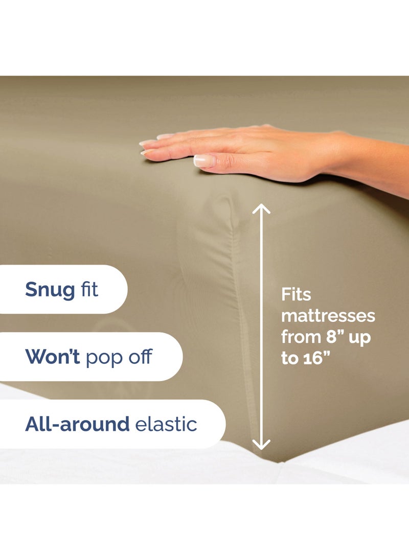 Split King Size 5 Piece Sheet Set - Extra Soft  Breathable & Cooling Sheets - Hotel Luxury Bed Sheets for Women & Men - Deep Pockets  Easy-Fit & Wrinkle-Free Sheets - Light Caramel Oeko-Tex Bed Sheets