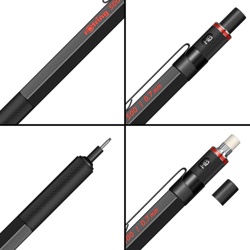 rOtring 1904727 500 0.7mm Mechanical Pencil, Black (502507N) - Image 3