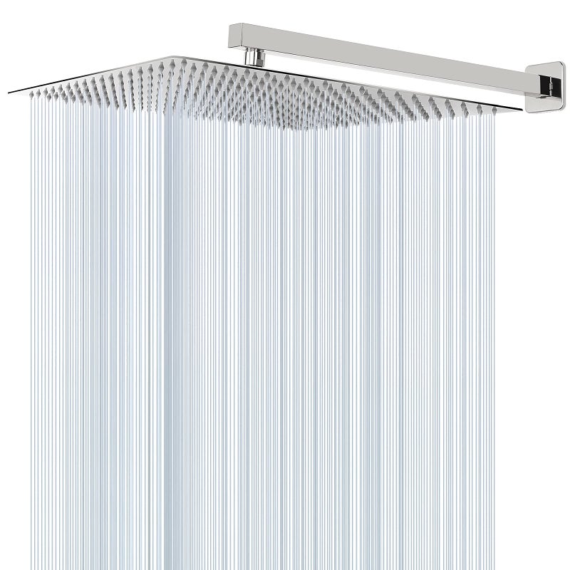 HarJue Shower Head with Extension Arm High Pressure Square with ShowerArm Stainless Steel RainfallWaterfall Full Body Coverage 16 Shower with 20 Arm Chrome