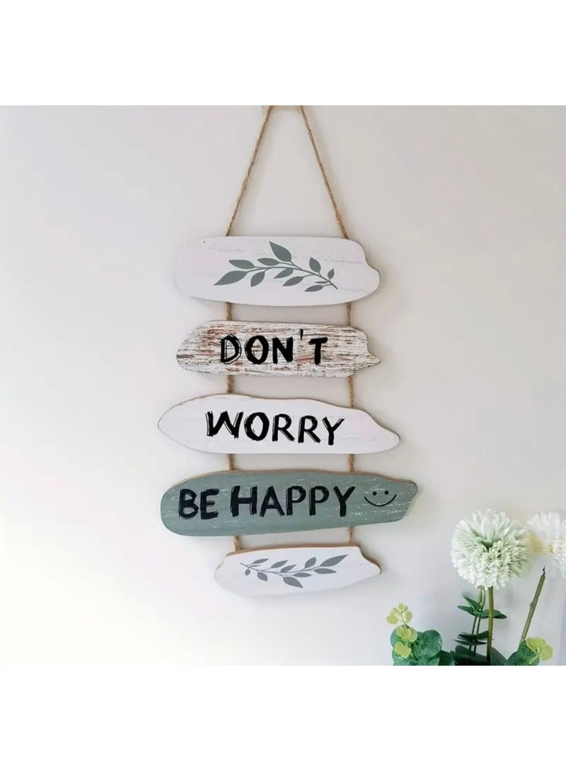 Decorhills Vintage Designer Wooden Wall Hangings Home Decor Don't Worry Be Happy, Large, Multicolor - Inspirational Outdoor Decor for Patio, Yard & Garden - Weather-Resistant Hanging Decorations - Image 1